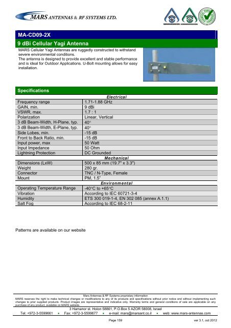 WLL,WLAN,WiFi,WiMAX - Mars Antennas & RF Systems