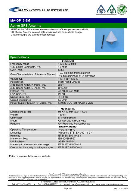 WLL,WLAN,WiFi,WiMAX - Mars Antennas & RF Systems