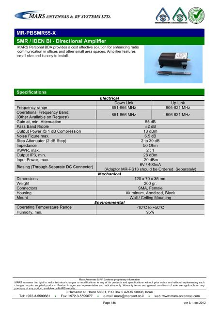 WLL,WLAN,WiFi,WiMAX - Mars Antennas & RF Systems