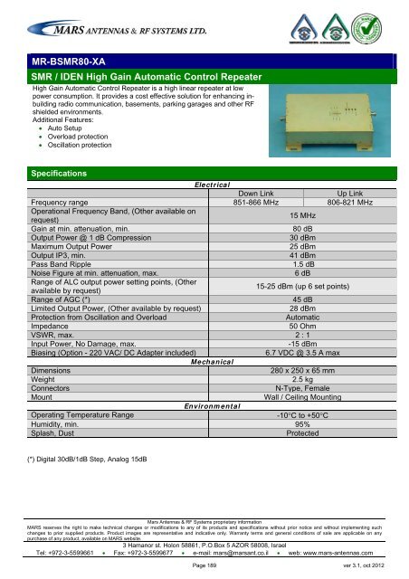 WLL,WLAN,WiFi,WiMAX - Mars Antennas & RF Systems