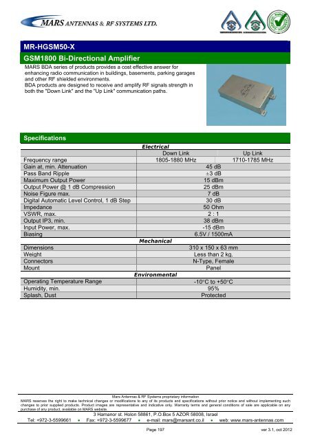 WLL,WLAN,WiFi,WiMAX - Mars Antennas & RF Systems