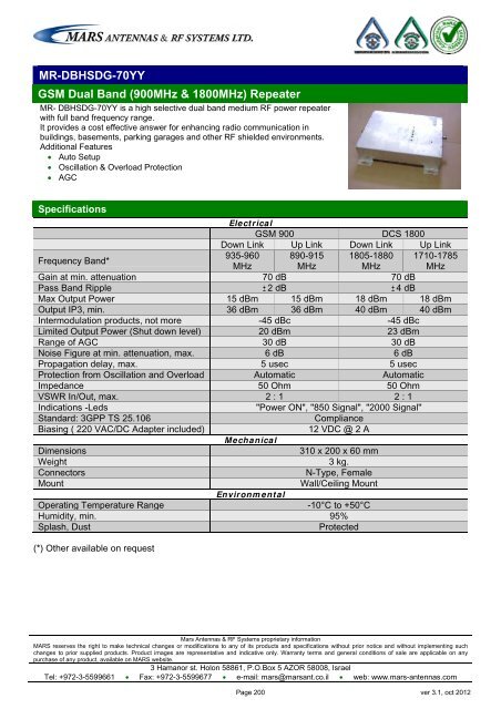 WLL,WLAN,WiFi,WiMAX - Mars Antennas & RF Systems