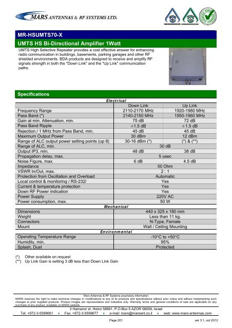 WLL,WLAN,WiFi,WiMAX - Mars Antennas & RF Systems