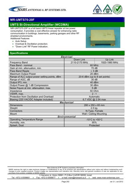 WLL,WLAN,WiFi,WiMAX - Mars Antennas & RF Systems