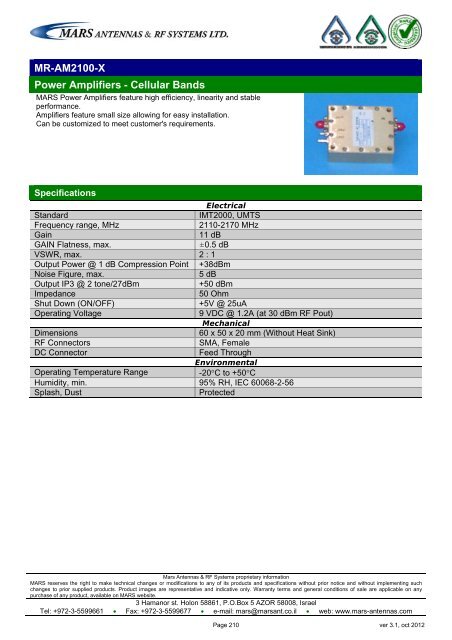 WLL,WLAN,WiFi,WiMAX - Mars Antennas & RF Systems