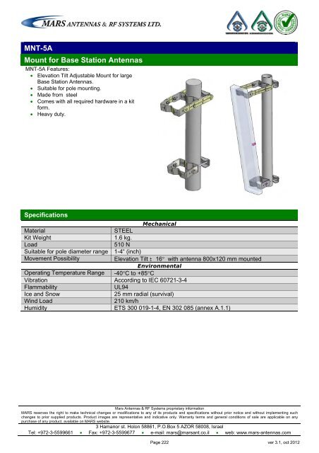 WLL,WLAN,WiFi,WiMAX - Mars Antennas & RF Systems