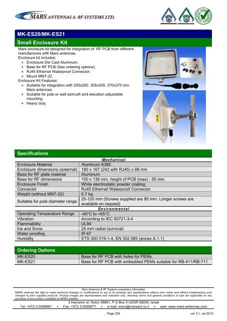 WLL,WLAN,WiFi,WiMAX - Mars Antennas & RF Systems