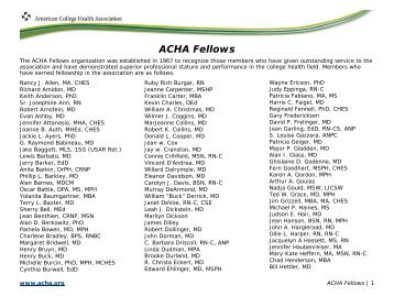 ACHA Fellows - American College Health Association