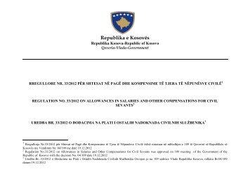 rregullore nr. 33/2012 - Republika e KosovÃ«s - Zyra e Kryeministrit