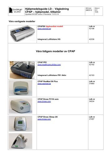 HjÃƒÂ¤lpmedelsguide LD - VÃƒÂ¤gledning CPAP Ã¢Â€Â“ hjÃƒÂ¤lpmedel, tillbehÃƒÂ¶r