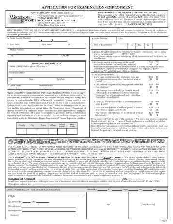 Application for Examination/Employment - Westchester Community ...