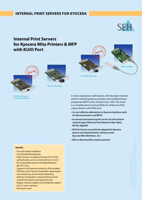Internal Print Servers for Kyocera Mita Printers &amp; MFP with KUIO Port