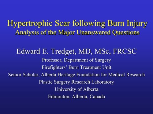 Hypertrophic Scar Following Burn Injury - American Burn Association