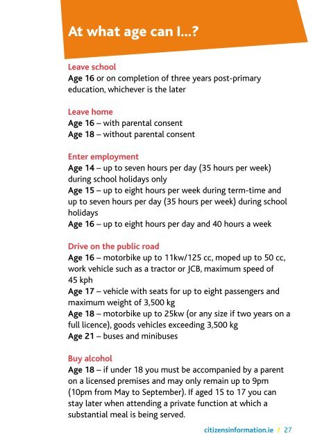 Information for School Leavers (pdf) - Citizens Information Board