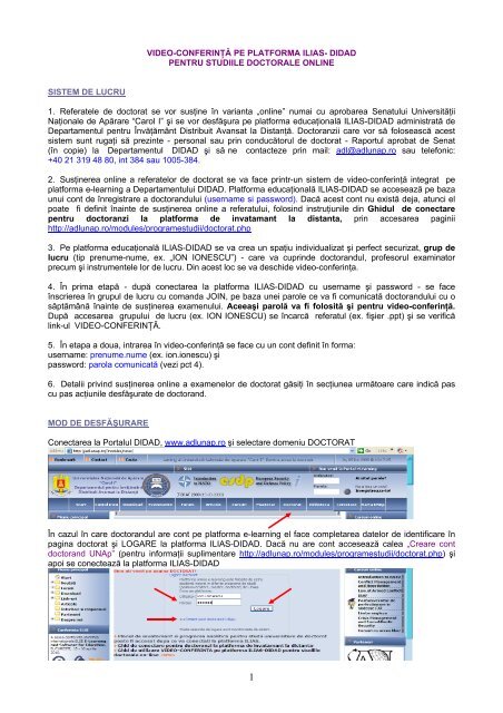 Ghid de utilizare VIDEO-CONFERINTA pe platforma ILIAS-DIDAD ...