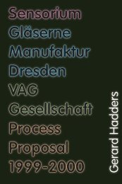 Gerard Hadders; Sensorium, Gläserne Manufaktur Dresden, VAG Gesellschaft,  ProcessProposal 1999-2000