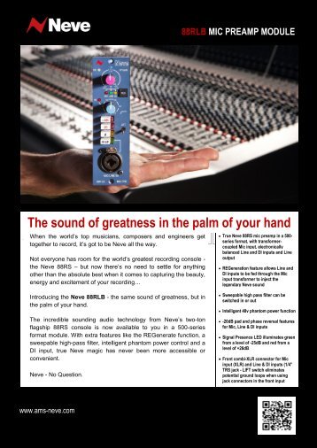 The sound of greatness in the palm of your hand - AMS Neve