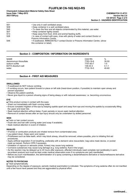 Chemwatch Australian MSDS 31-8731 - FUJIFILM Australia