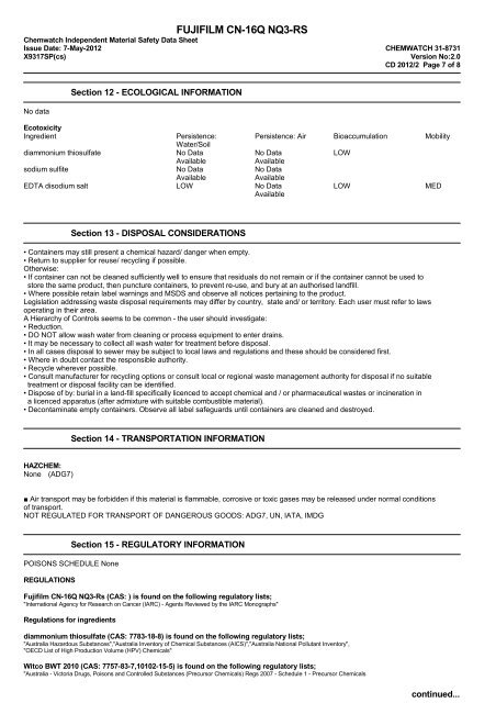 Chemwatch Australian MSDS 31-8731 - FUJIFILM Australia