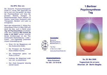 Flyer - Deutsche Psychosynthese Gesellschaft eV