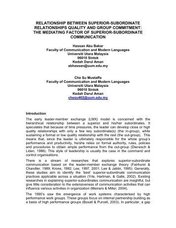 Relationship between superior-subordinate relationships quality