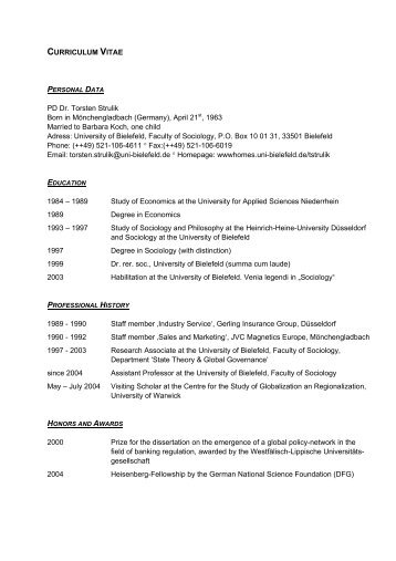 CURRICULUM VITAE PD Dr. Torsten Strulik Born in ...