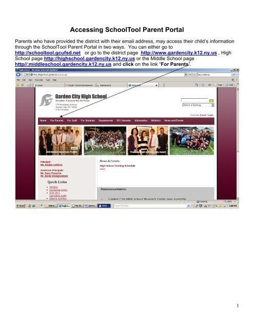 Accessing SchoolTool Parent Portal - Garden City Public Schools