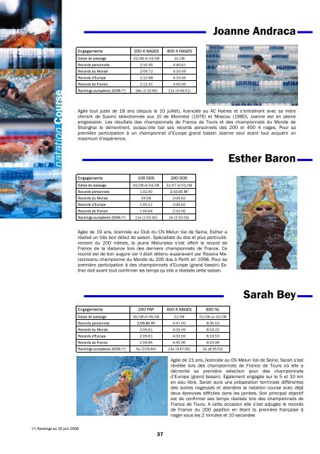 Dossier complet - FÃ©dÃ©ration FranÃ§aise de Natation