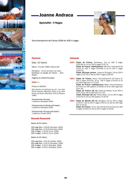 Dossier complet - FÃ©dÃ©ration FranÃ§aise de Natation