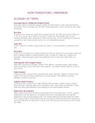 AVON FOUNDATIONS / INNERWEAR GLOSSARY OF TERMS