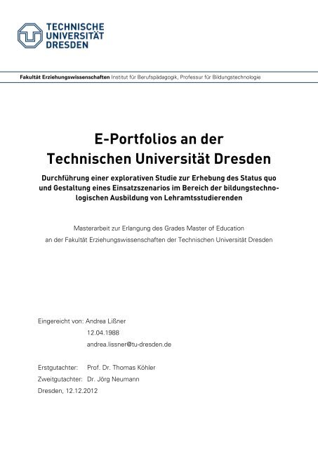E Portfolios An Der Technischen Universitat Dresden Wordpress Com
