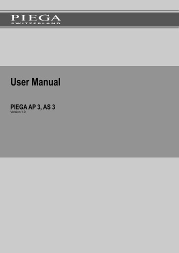 User Manual PIEGA AP 3, AS 3 - Piega SA