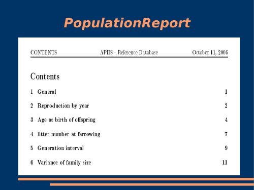 Population Reports and Population Management
