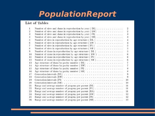 Population Reports and Population Management