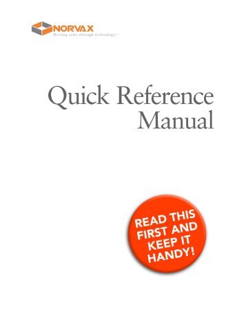 Quick Reference Manual - Norvax