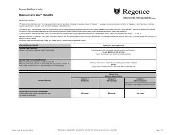 Regence Evolve Core Highlights - Health Insurance Leads