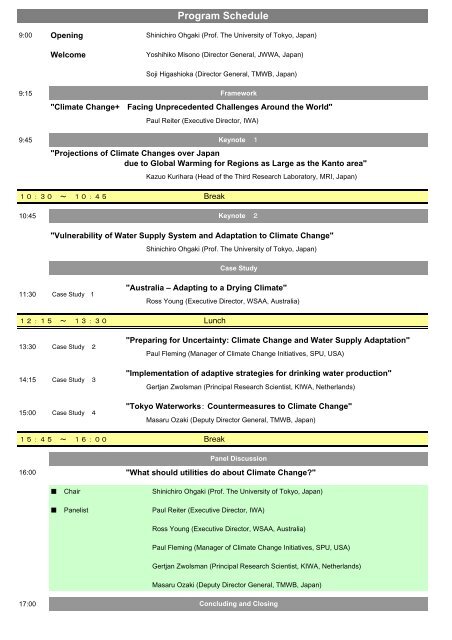 The 4th IWA Workshop Impact and Adaptation of Climate Change in ...