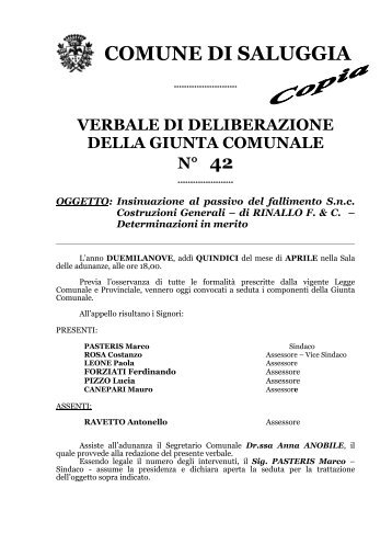 Determinazioni in merito - Comune di Saluggia