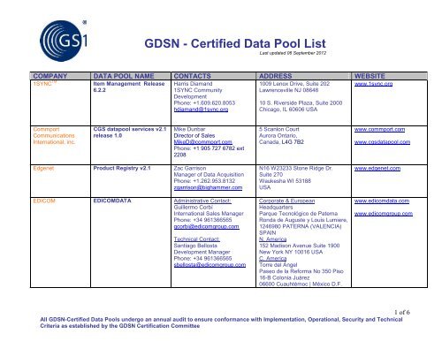 Gs1 Data Pool _ Le GS1 et GDSN, pour une meilleure performance ...