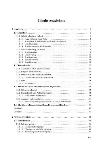 Inhaltsverzeichnis als PDF - Handbuch der Tonstudiotechnik