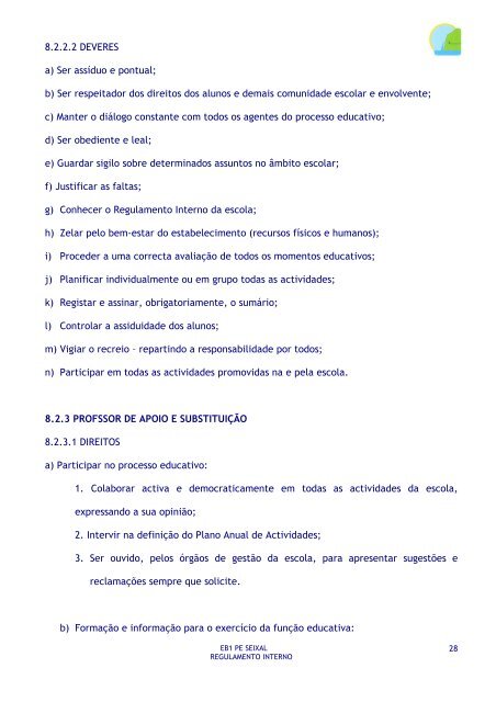 O Regulamento Interno ÃƒÂ© um documento que contÃƒÂ©m um conjunto ...