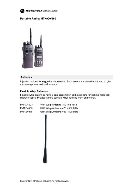 Portable Radio Mtx900 960 Motorola Solutions
