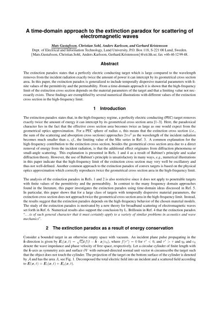 A time-domain approach to the extinction paradox for ... - URSI