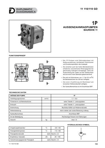 AUSSENZAHNRADPUMPEN 11 110/110 GD - Duplomatic