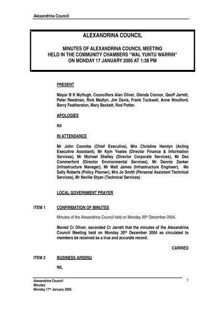 Council Minutes 17th January 2005 - Alexandrina Council