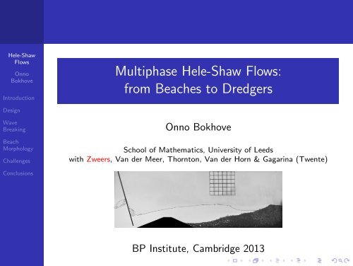 Multiphase Hele-Shaw Flows: from Beaches to Dredgers - School of ...