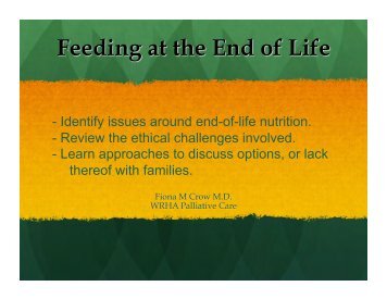 Feeding At End of Life - Palliative Care