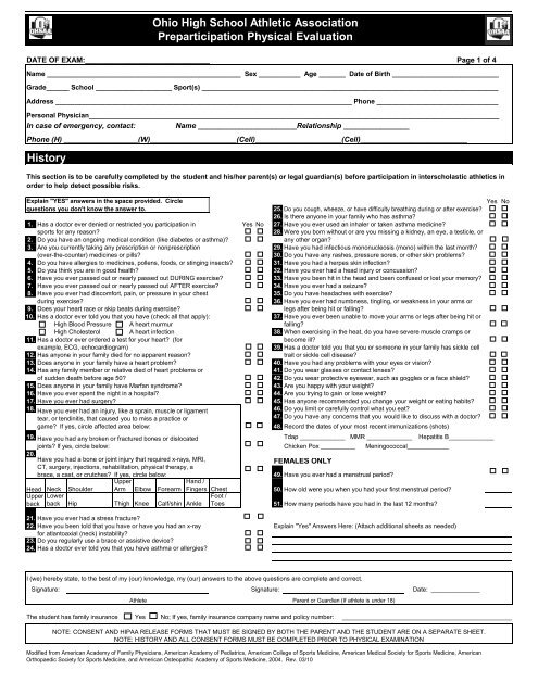 Sports Physical Form Tecumseh Local Schools