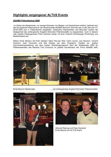 Highlights vergangener ALTUS Events von 2006-2009 - Altus Flutes