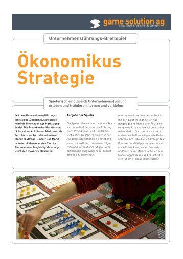 Ökonomikus Strategie - game solution ag